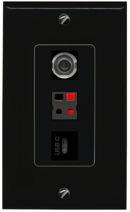3.5mm SPEAKER USBC Wall Plate [Black]