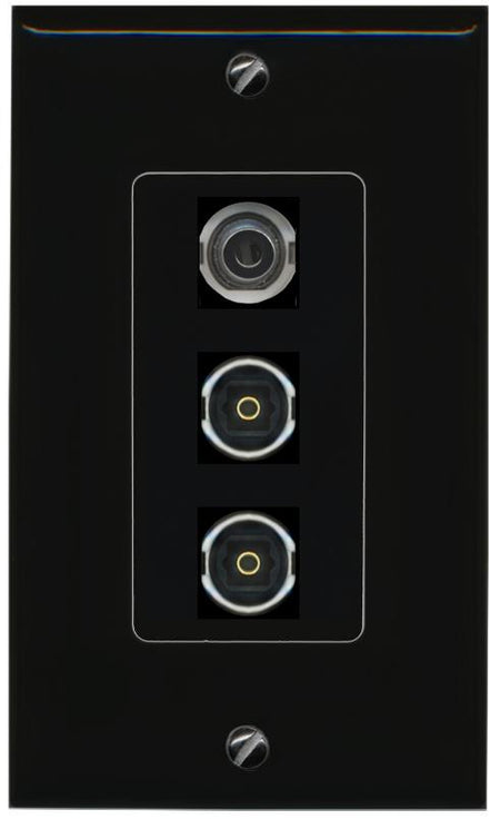 3.5mm 2 TOSLINK Wall Plate [Black]