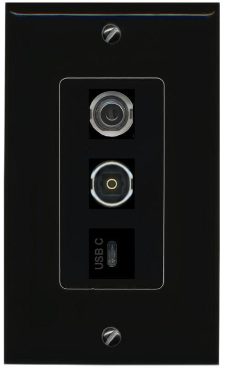 3.5mm TOSLINK USBC Wall Plate [Black]