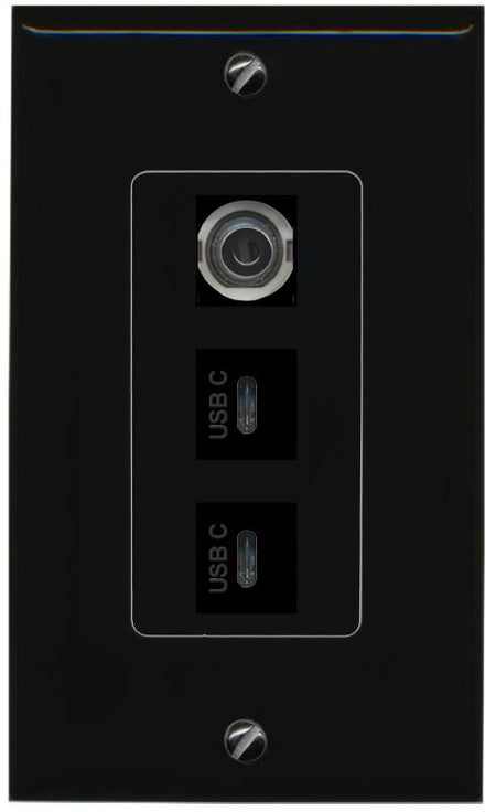 3.5mm 2 USBC Wall Plate [Black]