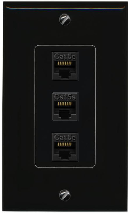 3 CAT5E-WHITE Wall Plate [Black]