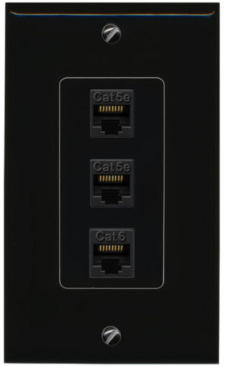 2 CAT5E-WHITE CAT6 Wall Plate [Black]