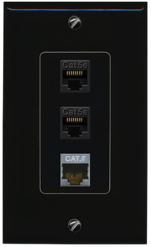 2 CAT5E-WHITE CAT7 Wall Plate [Black]
