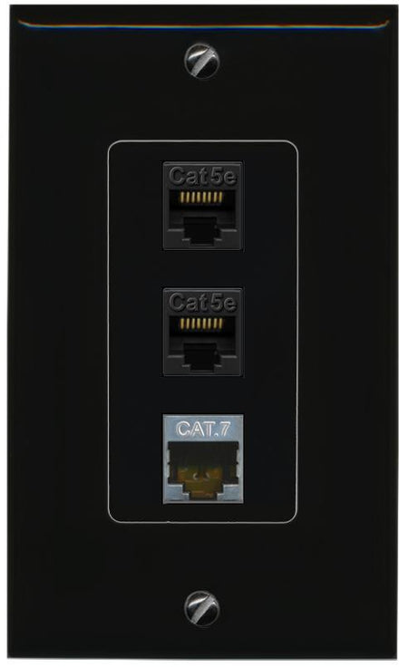 2 CAT5E-WHITE CAT7 Wall Plate [Black]