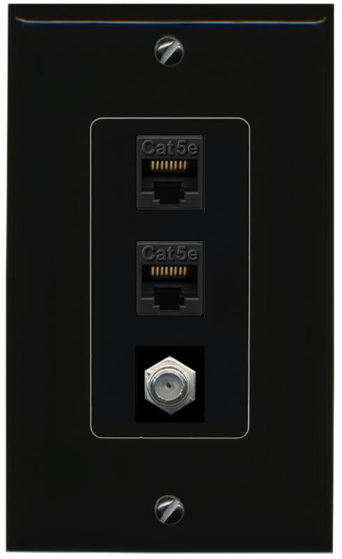 2 CAT5E-WHITE COAX Wall Plate [Black]