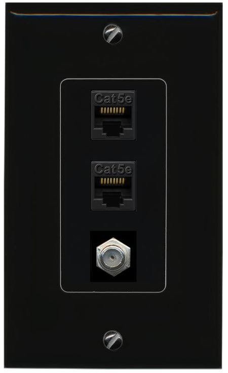 2 CAT5E-WHITE COAX Wall Plate [Black]