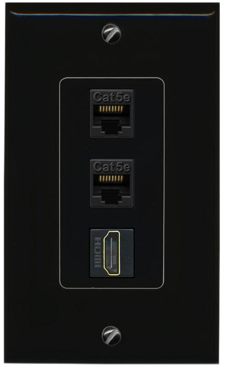 2 CAT5E-WHITE HDMI Wall Plate [Black]