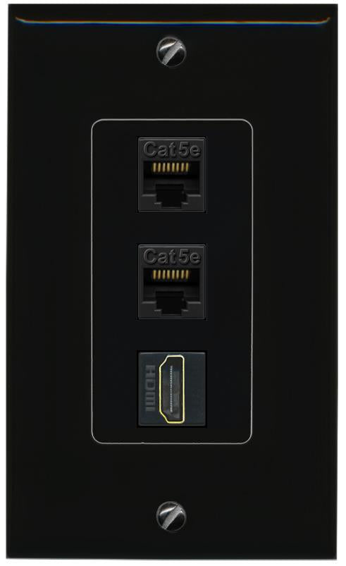 2 CAT5E-WHITE HDMI Wall Plate [Black]