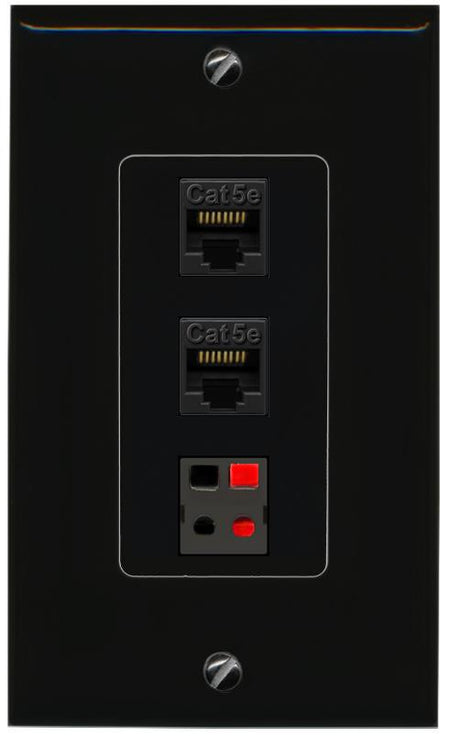2 CAT5E-WHITE SPEAKER Wall Plate [Black]