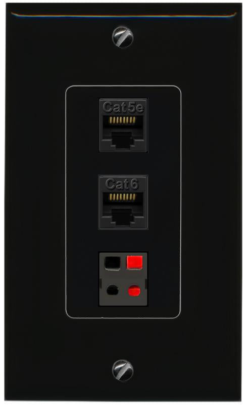 CAT5E-WHITE CAT6 SPEAKER Wall Plate [Black]