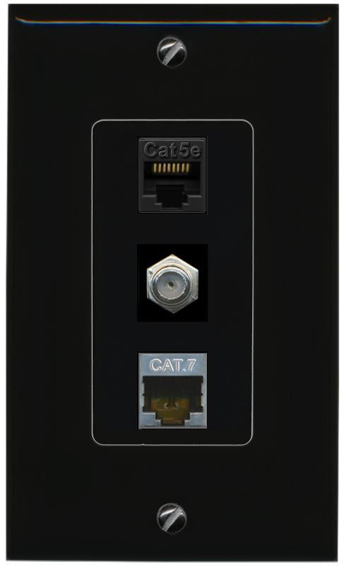 CAT5E-WHITE CAT7 COAX Wall Plate [Black]