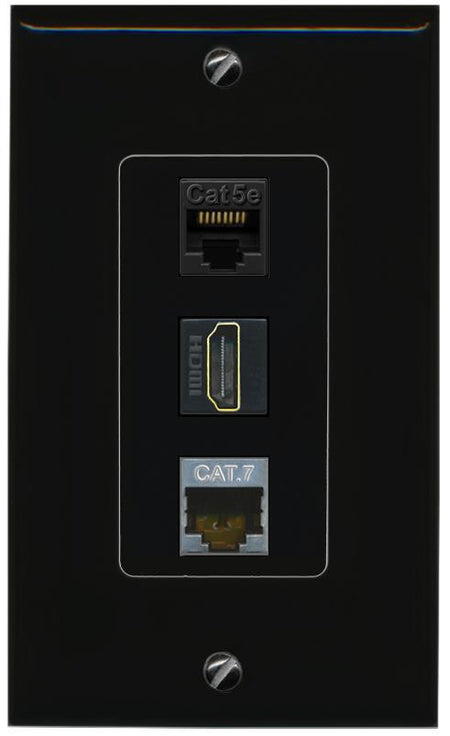 CAT5E-WHITE CAT7 HDMI Wall Plate [Black]