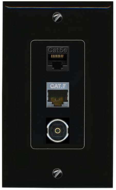 CAT5E-WHITE CAT7 TOSLINK Wall Plate [Black]