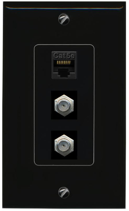 CAT5E-WHITE 2 COAX Wall Plate [Black]