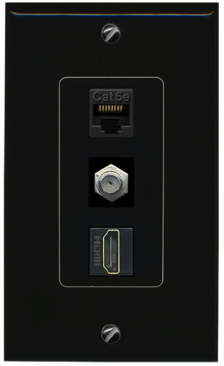 CAT5E-WHITE COAX HDMI Wall Plate [Black]