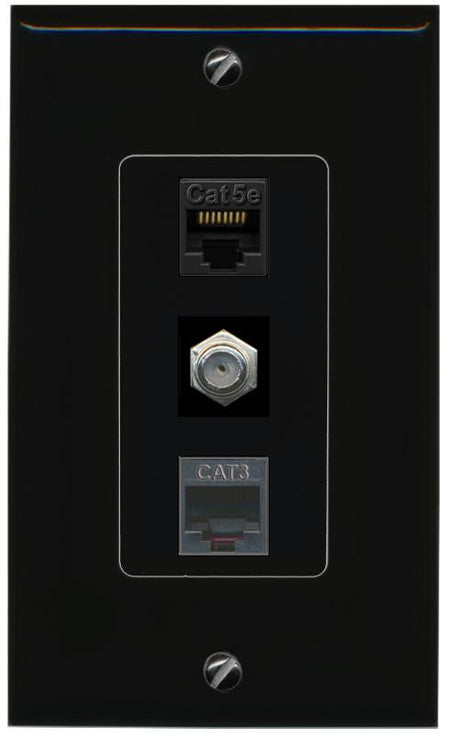 CAT5E-WHITE COAX PHONE Wall Plate [Black]