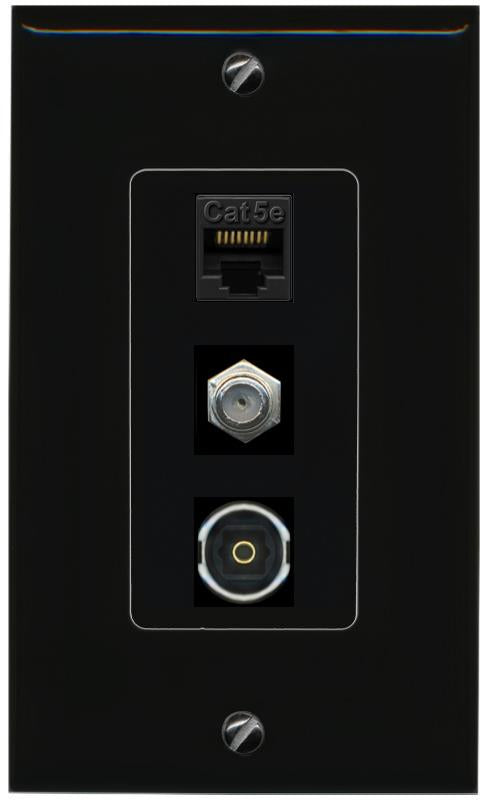 CAT5E-WHITE COAX TOSLINK Wall Plate [Black]
