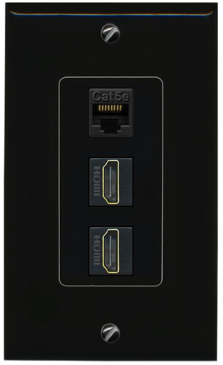 CAT5E-WHITE 2 HDMI Wall Plate [Black]