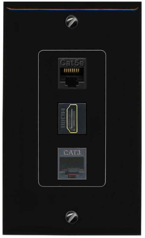 CAT5E-WHITE HDMI PHONE Wall Plate [Black]