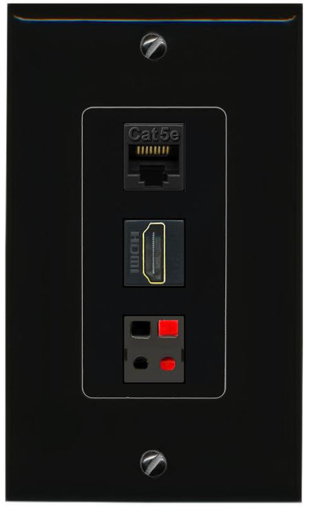 CAT5E-WHITE HDMI SPEAKER Wall Plate [Black]