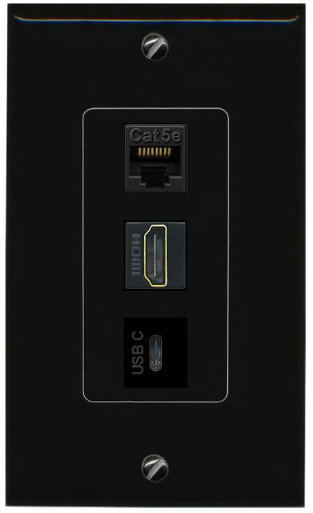 CAT5E-WHITE HDMI USBC Wall Plate [Black]