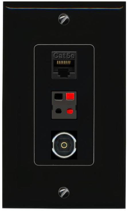 CAT5E-WHITE SPEAKER TOSLINK Wall Plate [Black]