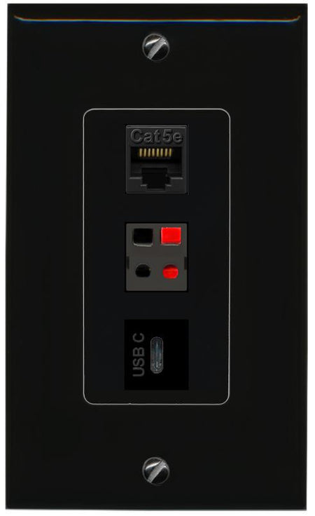CAT5E-WHITE SPEAKER USBC Wall Plate [Black]