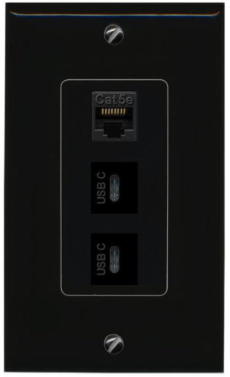 CAT5E-WHITE 2 USBC Wall Plate [Black]
