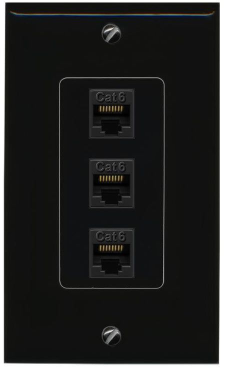3 CAT6 Wall Plate [Black]