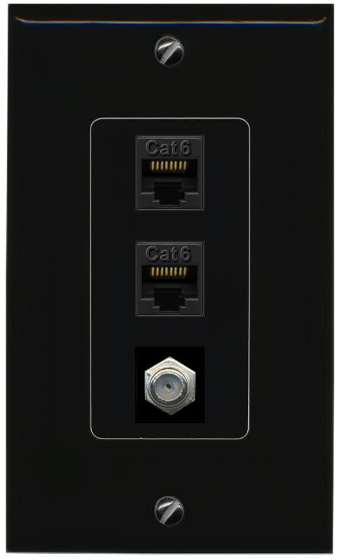 2 CAT6 COAX Wall Plate [Black]