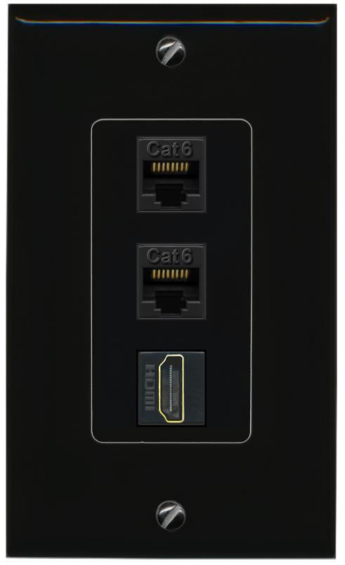 2 CAT6 HDMI Wall Plate [Black]