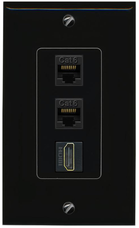 2 CAT6 HDMI Wall Plate [Black]