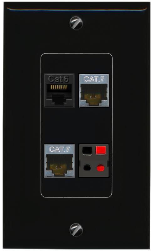 RiteAV CAT6 2 CAT7 SPEAKER Wall Plate Decorative [Black]
