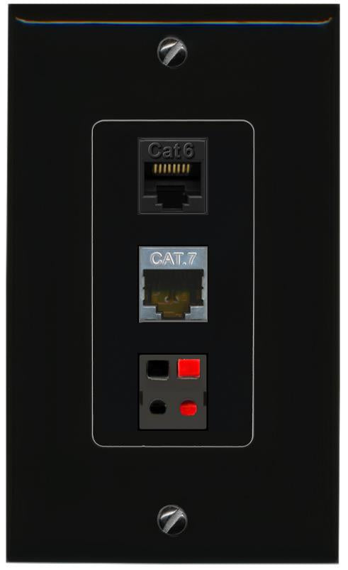 CAT6 CAT7 SPEAKER Wall Plate [Black]