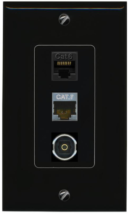 CAT6 CAT7 TOSLINK Wall Plate [Black]