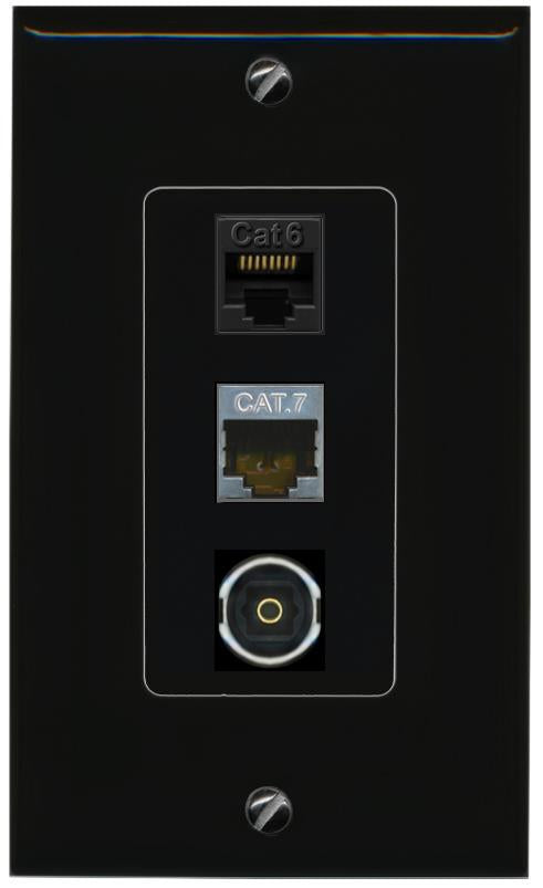 CAT6 CAT7 TOSLINK Wall Plate [Black]