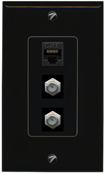 CAT6 2 COAX Wall Plate [Black]
