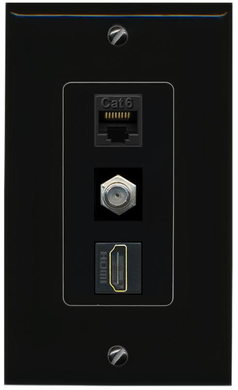 CAT6 COAX HDMI Wall Plate [Black]