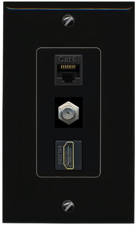 CAT6 COAX HDMI Wall Plate [Black]