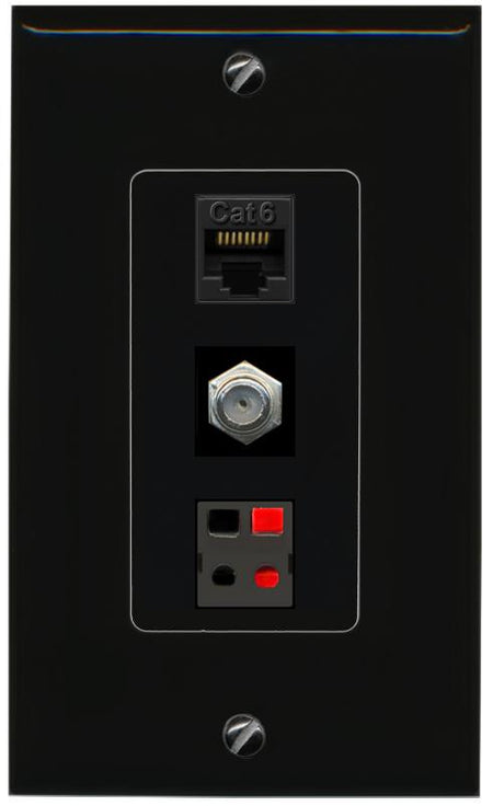 CAT6 COAX SPEAKER Wall Plate [Black]