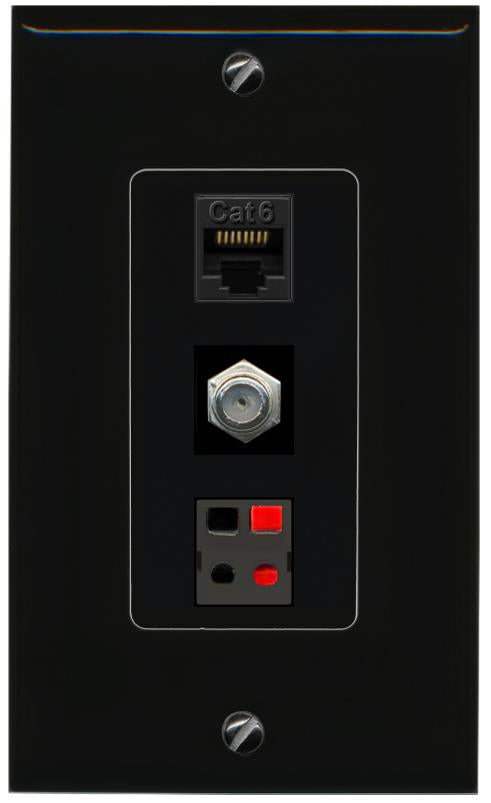 CAT6 COAX SPEAKER Wall Plate [Black]