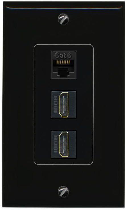CAT6 2 HDMI Wall Plate [Black]