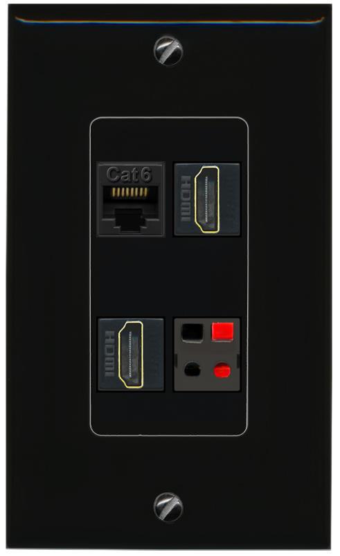 RiteAV CAT6 2 HDMI SPEAKER Wall Plate Decorative [Black]