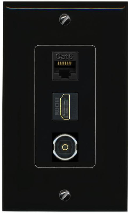 CAT6 HDMI TOSLINK Wall Plate [Black]