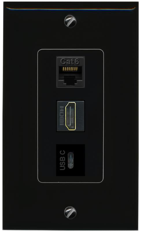 CAT6 HDMI USBC Wall Plate [Black]