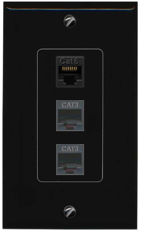 CAT6 2 PHONE Wall Plate [Black]