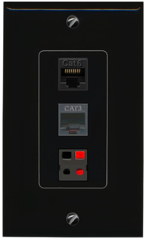 CAT6 PHONE SPEAKER Wall Plate [Black]