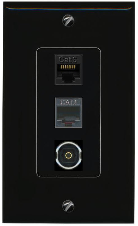 CAT6 PHONE TOSLINK Wall Plate [Black]