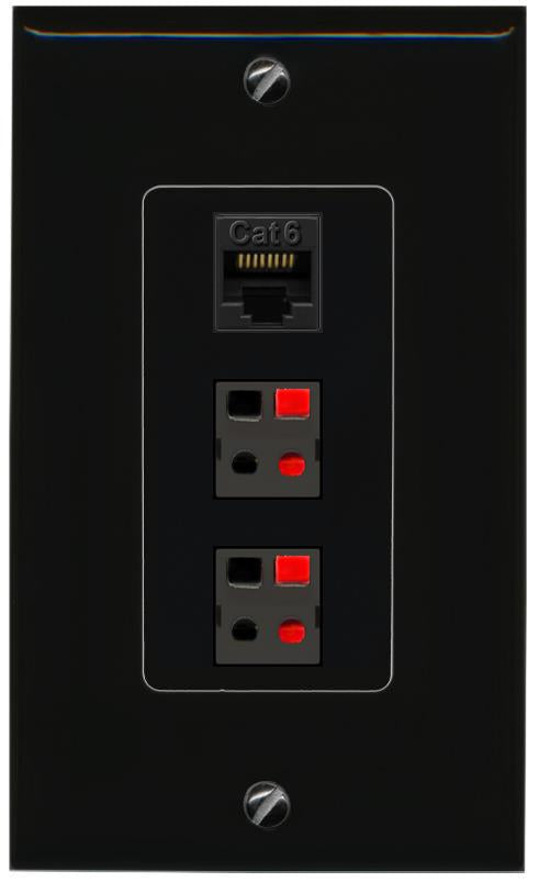 CAT6 2 SPEAKER Wall Plate [Black]