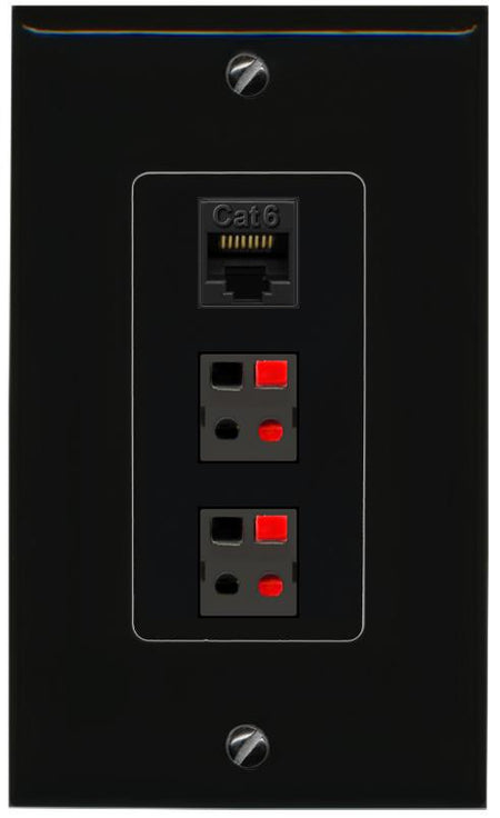 CAT6 2 SPEAKER Wall Plate [Black]